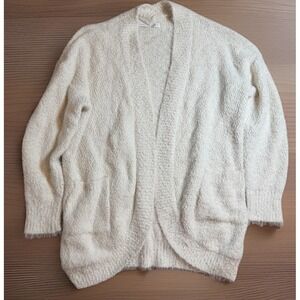 Altar'd State Fuzzy Soft Knit Cardigan Sweater cream off white Women L eyelash
